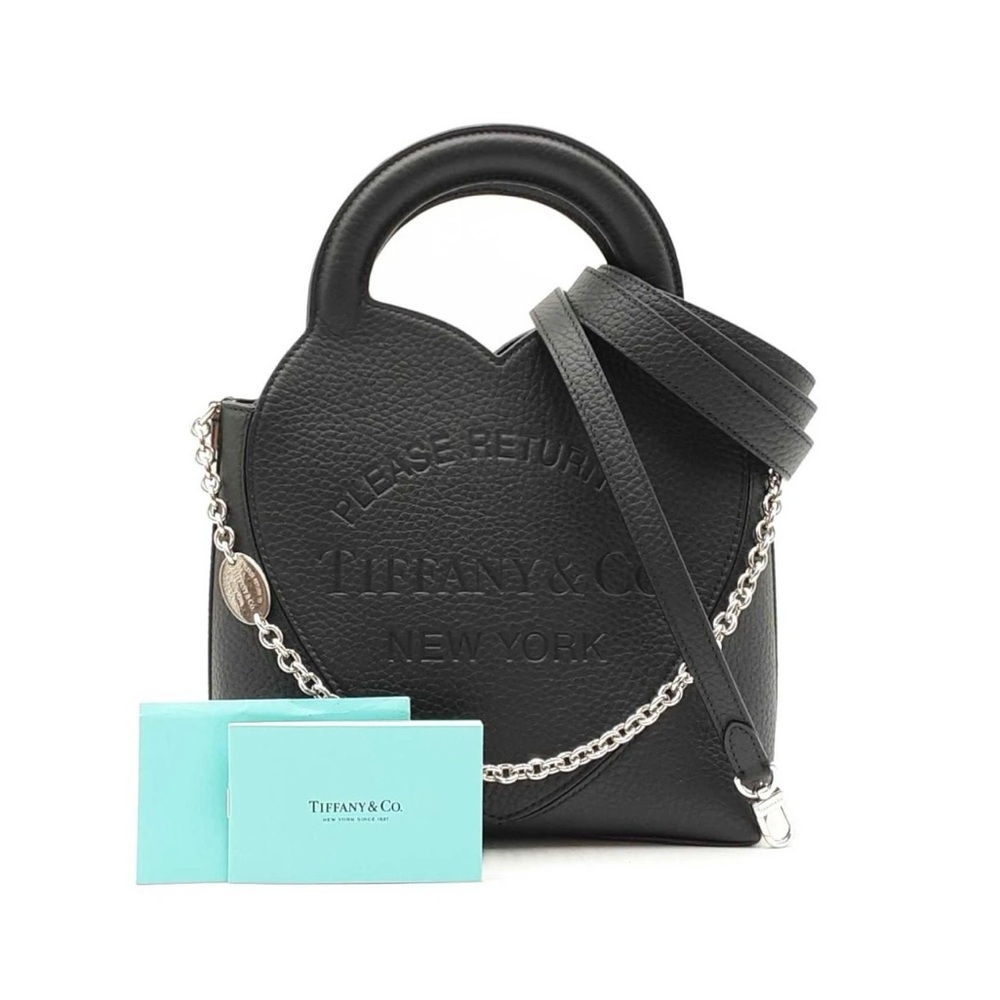 Tiffany & Co. Return To Tiffany Black Grained Leather Mini Tote Bag